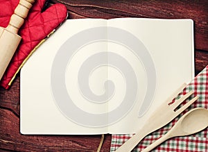 Blank recipe book on table