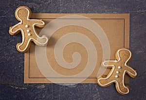 A Blank Recipe Card with Decorated Gingerbread Men