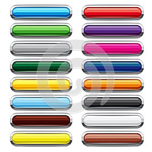 Blank rectangle buttons icons set, cartoon style