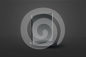 Blank rectangle glass award mockup, dark background