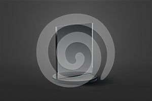 Blank rectangle glass award mockup, dark background photo