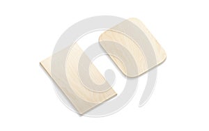 Blank rectangle wood plate mockup set, side view