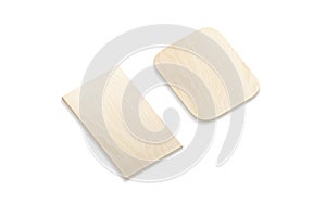 Blank rectangle wood plate mockup set, side view photo