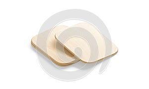 Blank rectangle wood plate mockup stack, side view