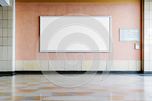 Blank rectangular frame on office lobby wall