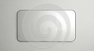 Blank Rectangular Silver Sign Mockup on Wall