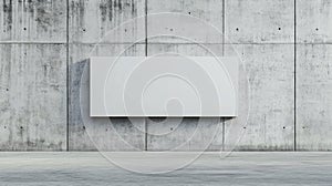Blank Rectangular White Frame on a Textured Concrete Wall for Mockup Display
