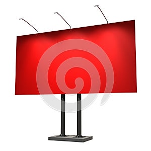Blank red billboard, isolated on white
