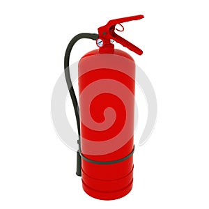 Blank red fire extinguisher on white background 3D illustration