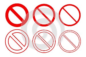 Blank red forbidden sign symbol for layout