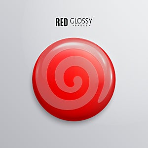 Blank red glossy badge or button. 3d render.