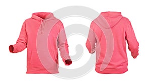 Blank red hoodie frontside and backside