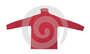Blank red long sleeve t shirt turtle neck mock up template isolated on white background with clipping path.