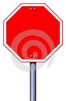 Blank red road stop sign