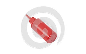 Blank red squeeze sauce bottle mock up lying, isolated