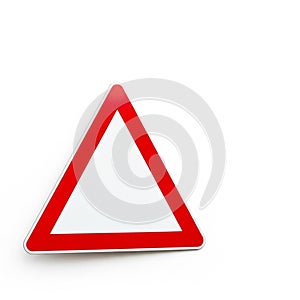 Blank Red and White Triangular Warning Sign on White Background danger caution