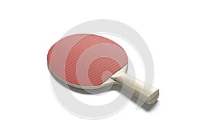 Blank red wood table tennis racket mockup, side view photo
