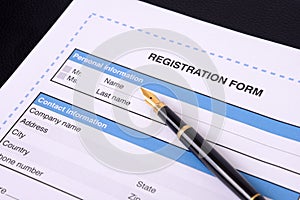Blank registration form.