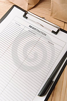 Blank registration form