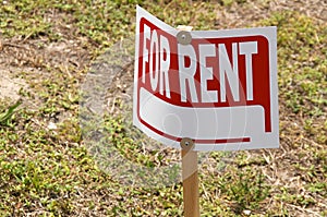 Blank for rent sign on post outside