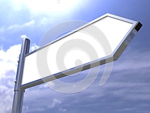 Blank road sign on sky