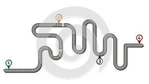 Blank roadmap workflow illustration with 4 check points