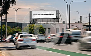 Blank roadside advertising billboard at daytime