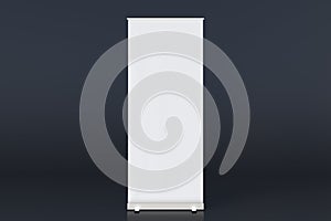 blank roll up banner display stands on black