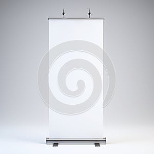 Blank roll up banner display on white background