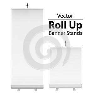 Blank Roll Up Banner Stand. Vector