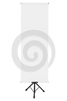 Blank roll up display banner isolated on white