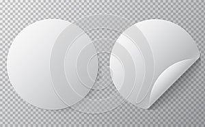 Blank round sticker mock up with curved corner.