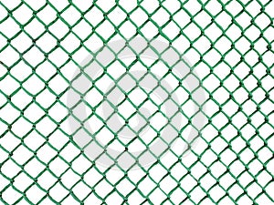 Blank rusty Metal Fence net mesh on dark green plain background Seamless Chainlink Fence