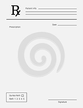 Blank Rx prescription form