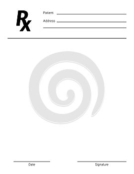 Blank Rx prescription form.