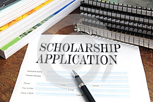 Blank scholarship application on desktop
