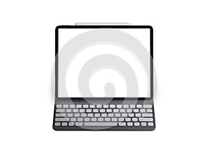 Blank screen tablet on white background. Isolated ipad. photo