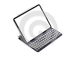 Blank screen tablet on white background. Isolated ipad. photo