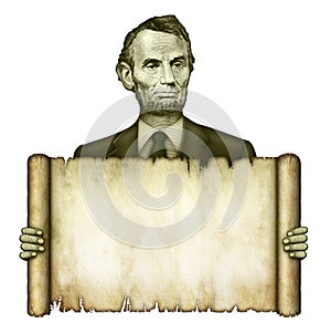Blank Scroll Held by Abraham Lincoln