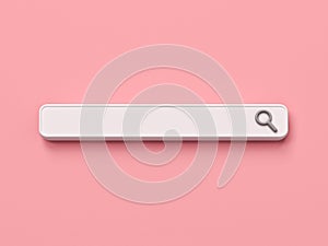 Blank search bar on pink pastel color background with shadow