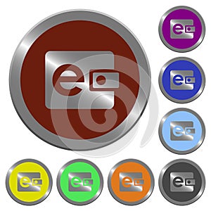 Set of color glossy coin-like electronic wallet buttons