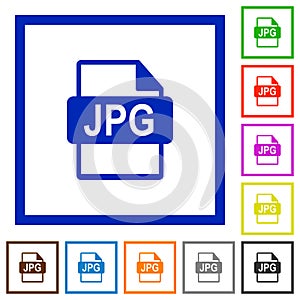 Set of color square framed JPG file format flat icons photo