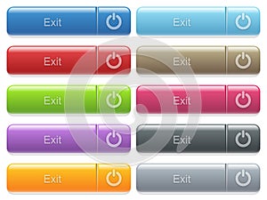 Set of exit glossy color captioned menu buttons