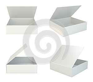 Blank set open box isolated on white background