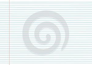 Blank sheet of lined notebook paper texture. Lined page from a school notepad