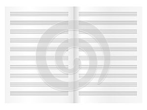 Blank sheet music page template. Empty music folio page photo
