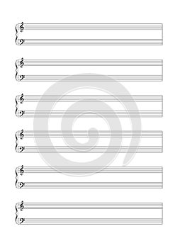 Blank Sheet Music Sheet for the notation of a voice or solo instruments Blank Sheet Music vector