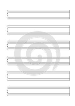 Blank Sheet Music Sheet for the notation of a voice or solo instruments Blank Sheet Music vector