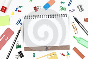Blank sheet with office accessories