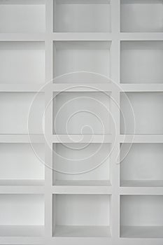 Blank shelving in white empty copy space